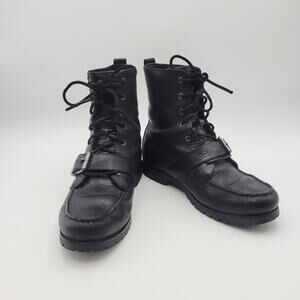 Polo Ralph Lauren Ranger Leather Buckle Lace-Up Boots Black Men’s Size 9 D Comba